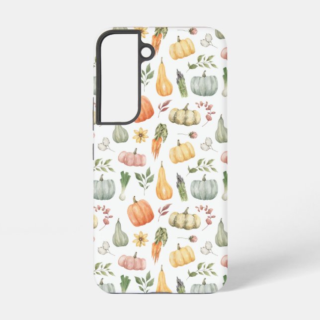 Watercolor Autumn Harvest Pattern Samsung Galaxy S22 Case (Back)