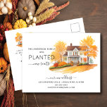 Watercolor Autumn House Moving Announcement Postcard<br><div class="desc">This heartwarming announcement features a watercolor autumn tree scene with a house in the background. The words "Our Family Has Planted New Roots". It's the perfect way to let your friends and family know about your upcoming move.  It's sure to be a hit with everyone who receives it.</div>