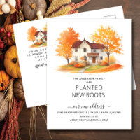 Watercolor Autumn House Moving Announcement
