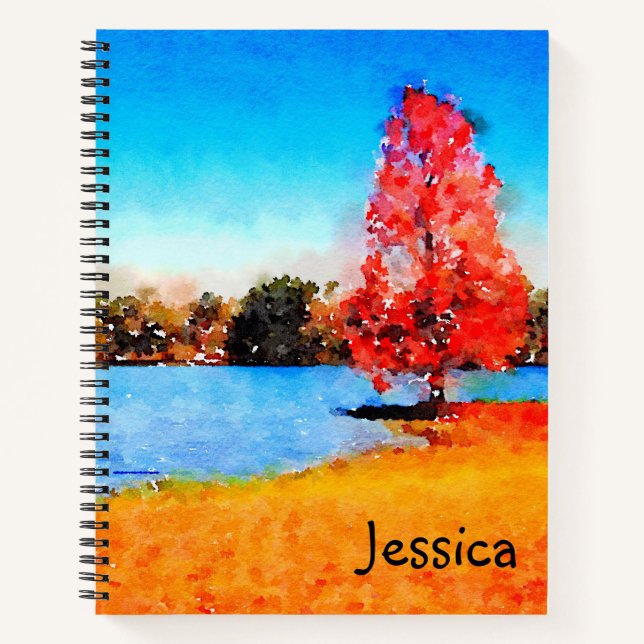 Watercolor Autumn Lake Notebook (Front)