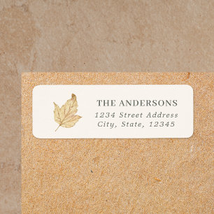 Watercolor Autumn Leaf Custom Return Address