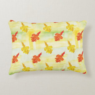 watercolor autumn leaves accent pillow