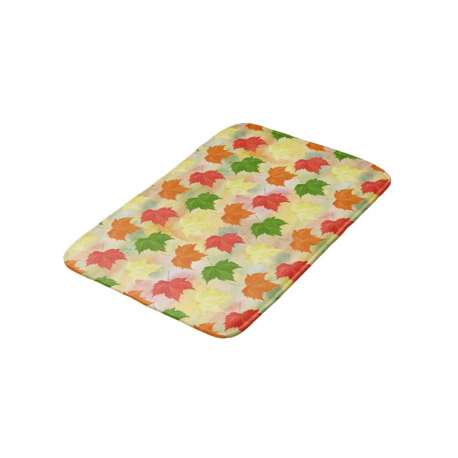watercolor autumn leaves bath mat (Angled)