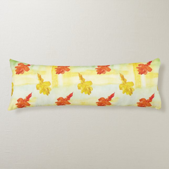 watercolor autumn leaves body pillow (Front)