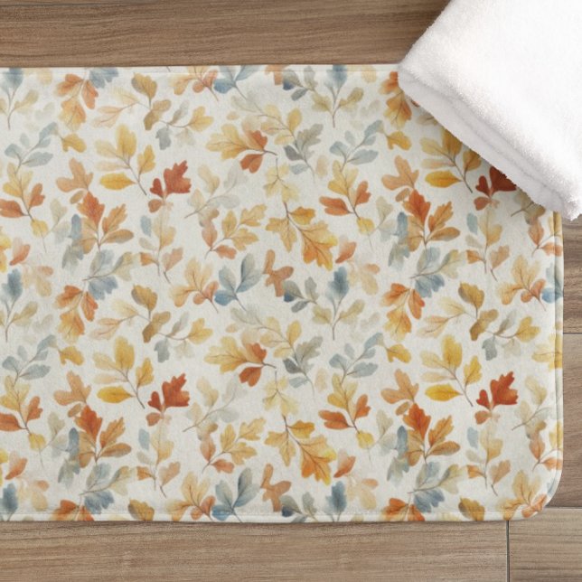 Watercolor Autumn Leaves – Cozy Fall Nature Bath Mat (Creator Uploaded)