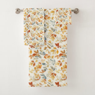 Watercolor Autumn Leaves – Cozy Fall Nature Bath Towel Set