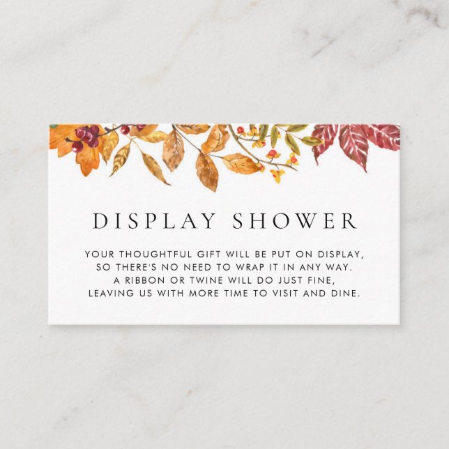 Watercolor Autumn Leaves Garland Dsiplay Shower Enclosure Card (Front)