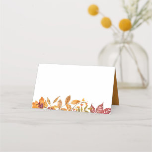 Watercolor Autumn Leaves Garland Fall Wedding Place Card