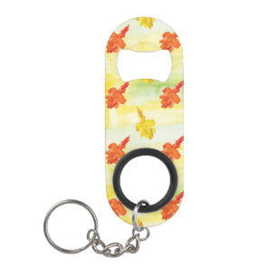 watercolor autumn leaves keychain bottle opener