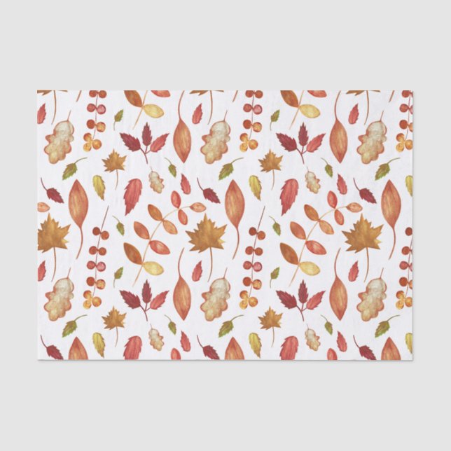 Watercolor Autumn Leaves Nature  Tissue Paper (Front)