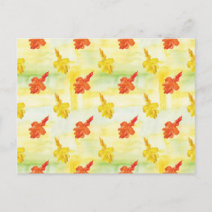 watercolor autumn leaves postcard