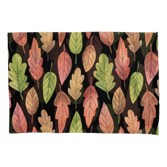 Watercolor autumn leaves: seamless pattern pillowcase (Front)