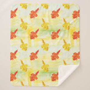 watercolor autumn leaves sherpa blanket