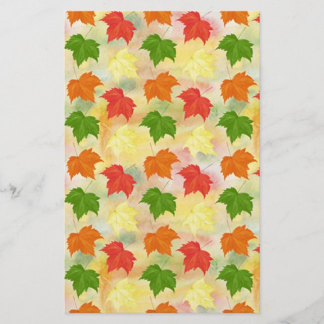 watercolor autumn leaves stationery (Front)
