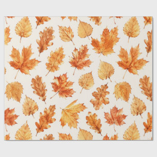 Watercolor Autumn Leaves Wrap Wrapping Paper