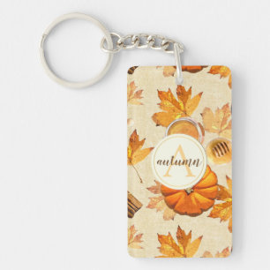 Watercolor Autumn Magic Vintage Scents Monogram Keychain