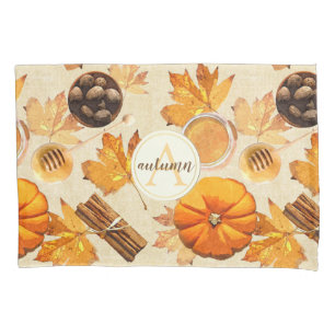 Watercolor Autumn Magic Vintage Scents Monogram Pillowcase
