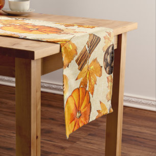 Watercolor Autumn Magic Vintage Scents Monogram Short Table Runner