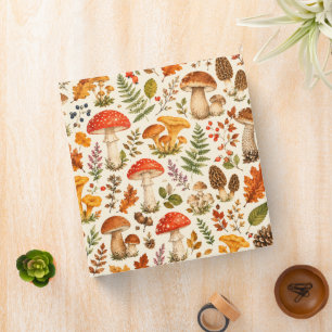 Watercolor Autumn Mushroom Pattern Binder