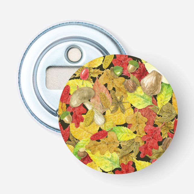 Watercolor autumn pattern bottle opener (Front)