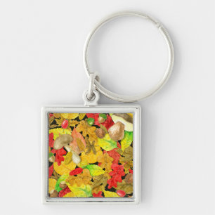 Watercolor autumn pattern keychain