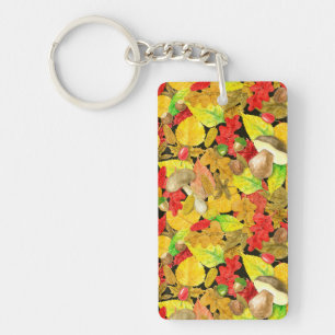 Watercolor autumn pattern keychain