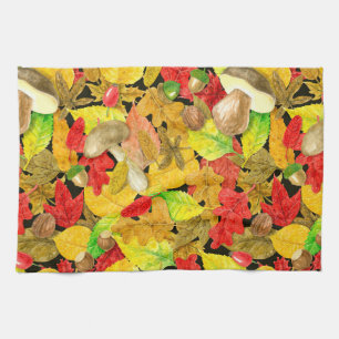 Watercolor autumn pattern kitchen towel