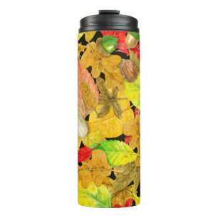 Watercolor autumn pattern thermal tumbler