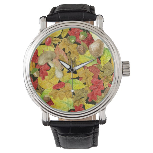 Watercolor autumn pattern watch (Front)