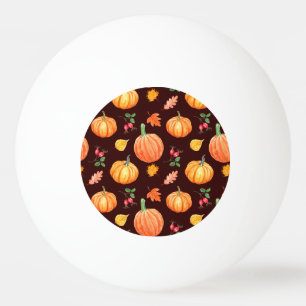 Watercolor Autumn Pumpkin Floral Pattern Ping Pong Ball