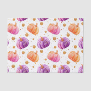 Watercolor Autumn Pumpkin Pattern Fall Decoupage Tissue Paper