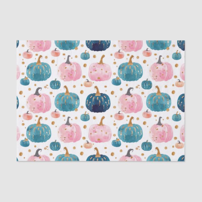 Watercolor Autumn Pumpkin Pattern Fall Decoupage Tissue Paper (Front)