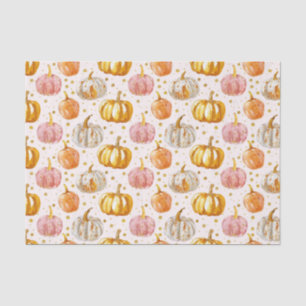 Watercolor Autumn Pumpkin Pattern Fall Decoupage Tissue Paper