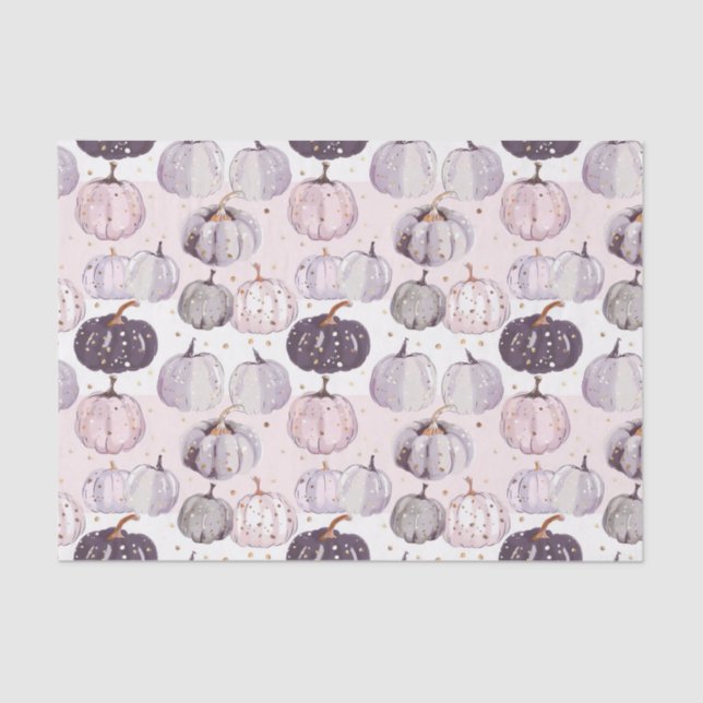 Watercolor Autumn Pumpkin Pattern Fall Decoupage Tissue Paper (Front)