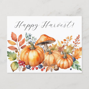 Watercolor Autumn Pumpkin Postcard