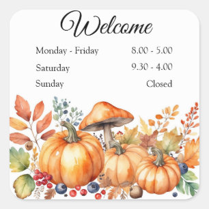 Watercolor Autumn Pumpkin Square Sticker