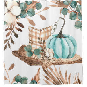 Watercolor autumn seamless pattern with coloured p