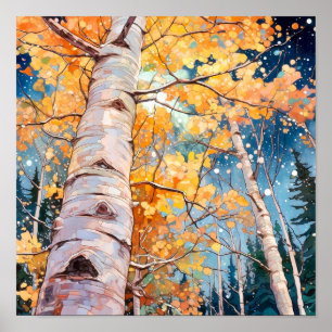 Watercolor Autumn Tree Art Poster