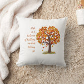 Watercolor Autumn Tree Life is Balance Quote  Throw Pillow (Blanket)