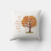Watercolor Autumn Tree Life is Balance Quote  Throw Pillow (Back)