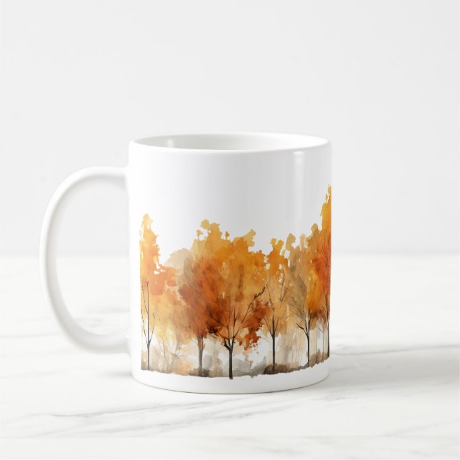 Watercolor Autumn Trees in a Row Coffee Mug (Left)