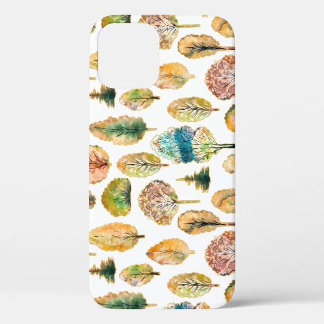 Watercolor autumn trees, seamless pattern. Case-Mate iPhone case (Back)