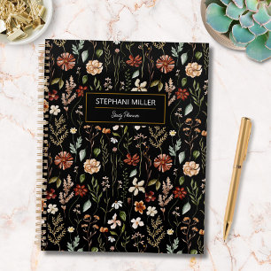 Watercolor Autumn Wildflower Garden Floral Pattern Planner