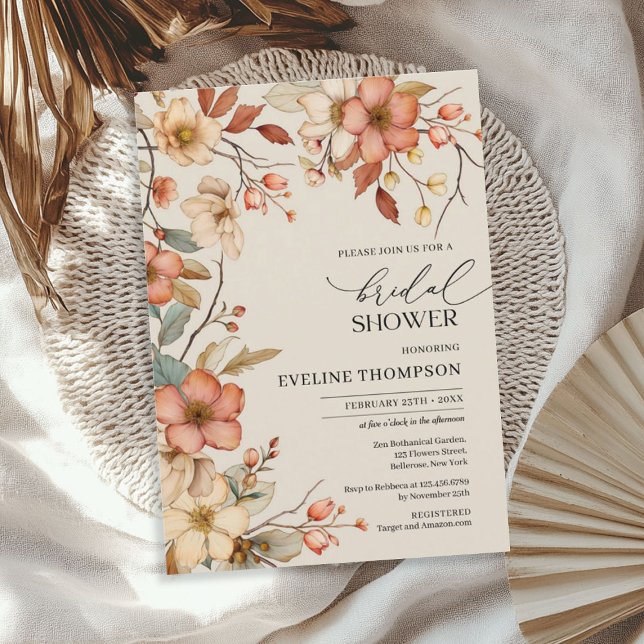 Watercolor autumn wildflowers bridal shower invitation (Watercolor autumn wildflowers bridal shower invitation)