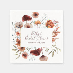 Watercolor Autumn Wildflowers Bridal shower Napkin