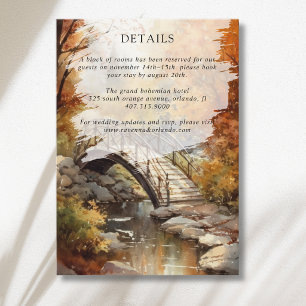 Watercolor Autumn Woodland Bridge Wedding Details Enclosure Card