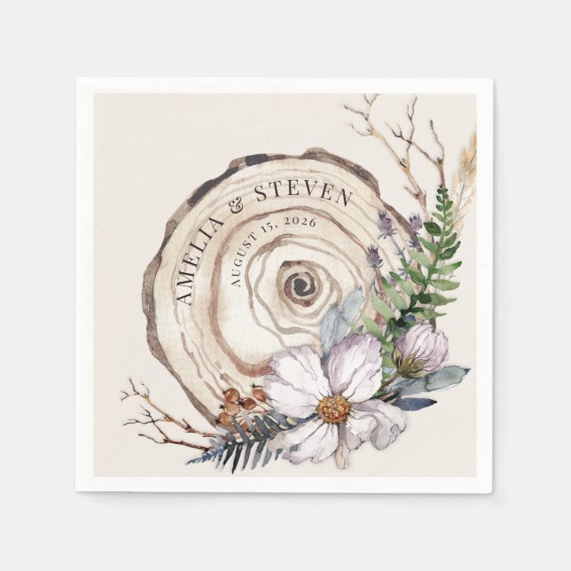 Watercolor Autumn | Woodland Wedding  Napkin (Front)