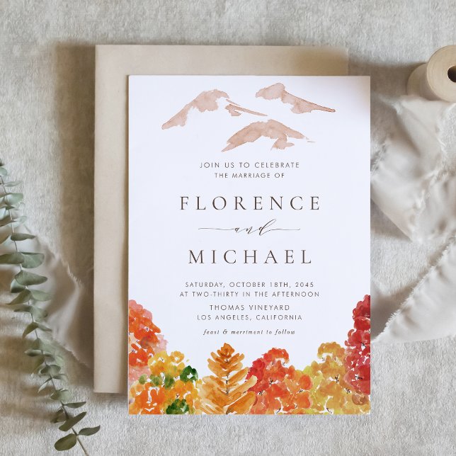 Watercolor Autumn Woodlands Fall Wedding Invitation (Creator Uploaded)