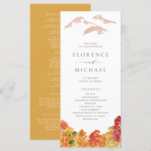 Watercolor Autumn Woodlands Fall Wedding Program