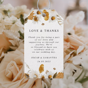 Watercolor Autumn Yellow & White Floral Frame Gift Tags